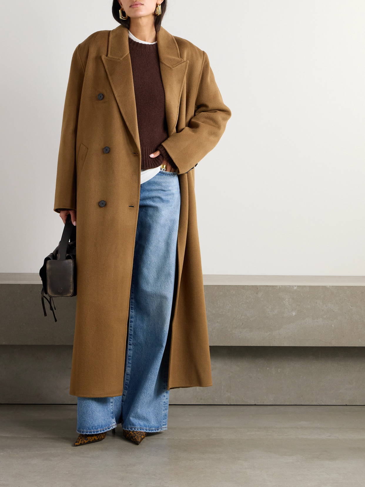 THE FRANKIE SHOP GAIA DOUBLE-BREASTED WOOL-BLEND COAT