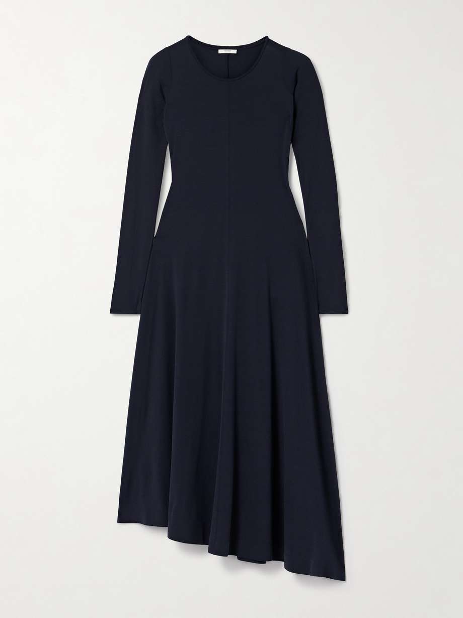jo asymmetric stretch-silk jersey midi dress