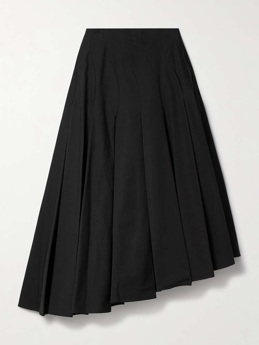 FFORME Rio Asymmetric Paneled Cotton-poplin Midi Skirt