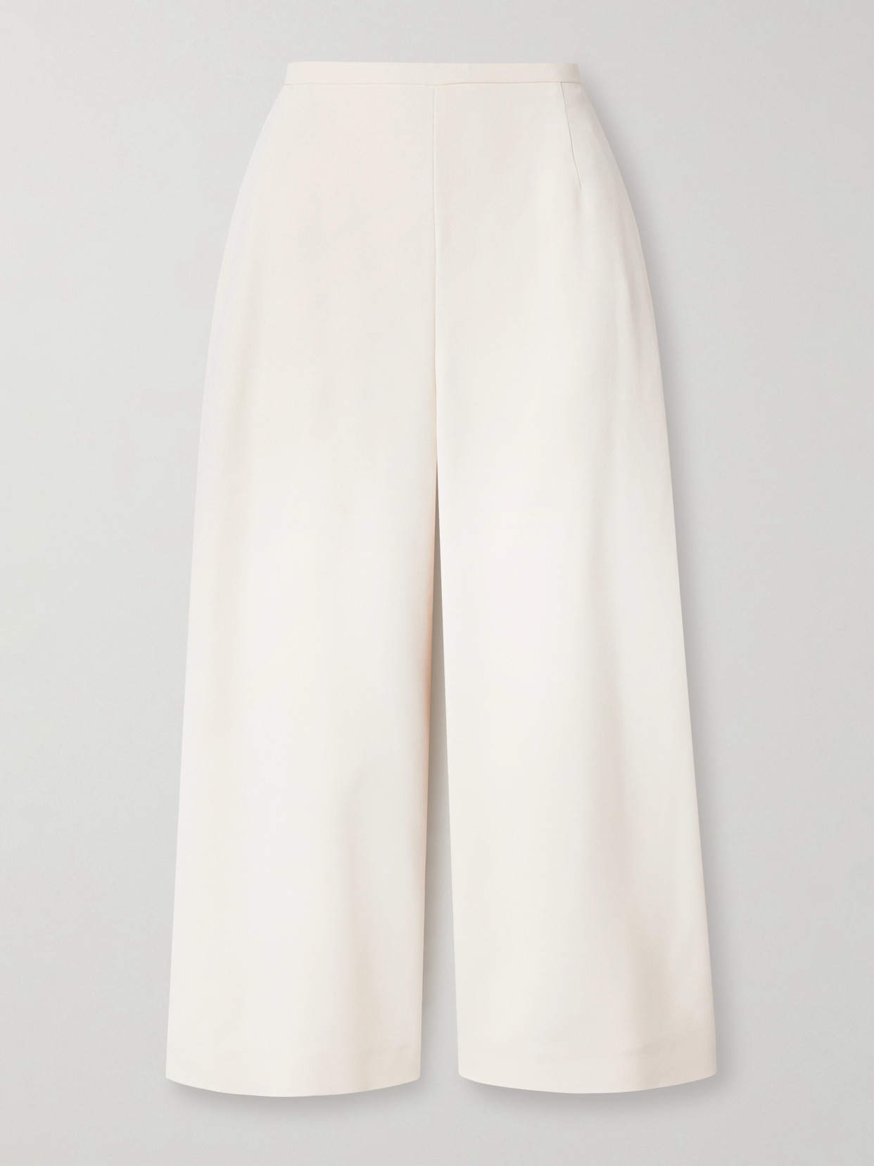 Fforme Pat Cropped Crepe Wide-leg Pants In Ivory