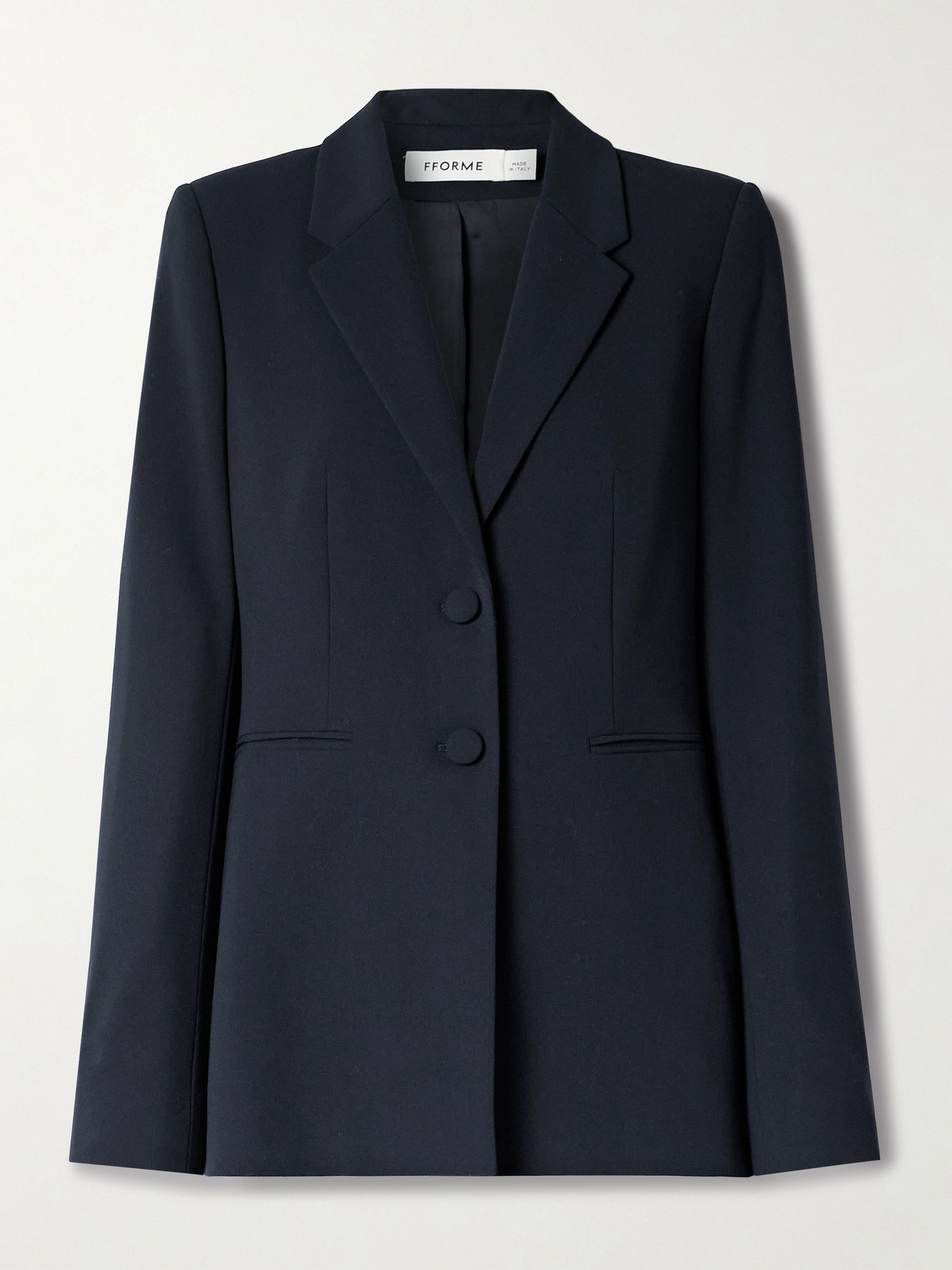 Fforme Bennet Wool-blend Crepe Blazer In Blue