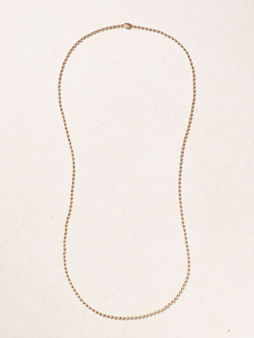 JESSICA MCCORMACK Micro Ball'n Chain 36" 18-karat Rose Gold And Blackened Platinum Necklace