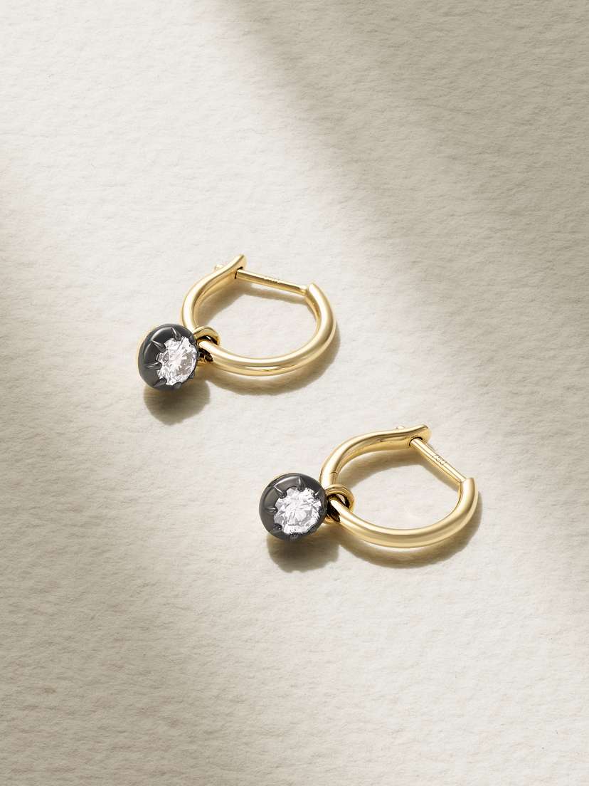 JESSICA MCCORMACK Gypset 18-karat Yellow And Blackened Gold Diamond Hoop Earrings