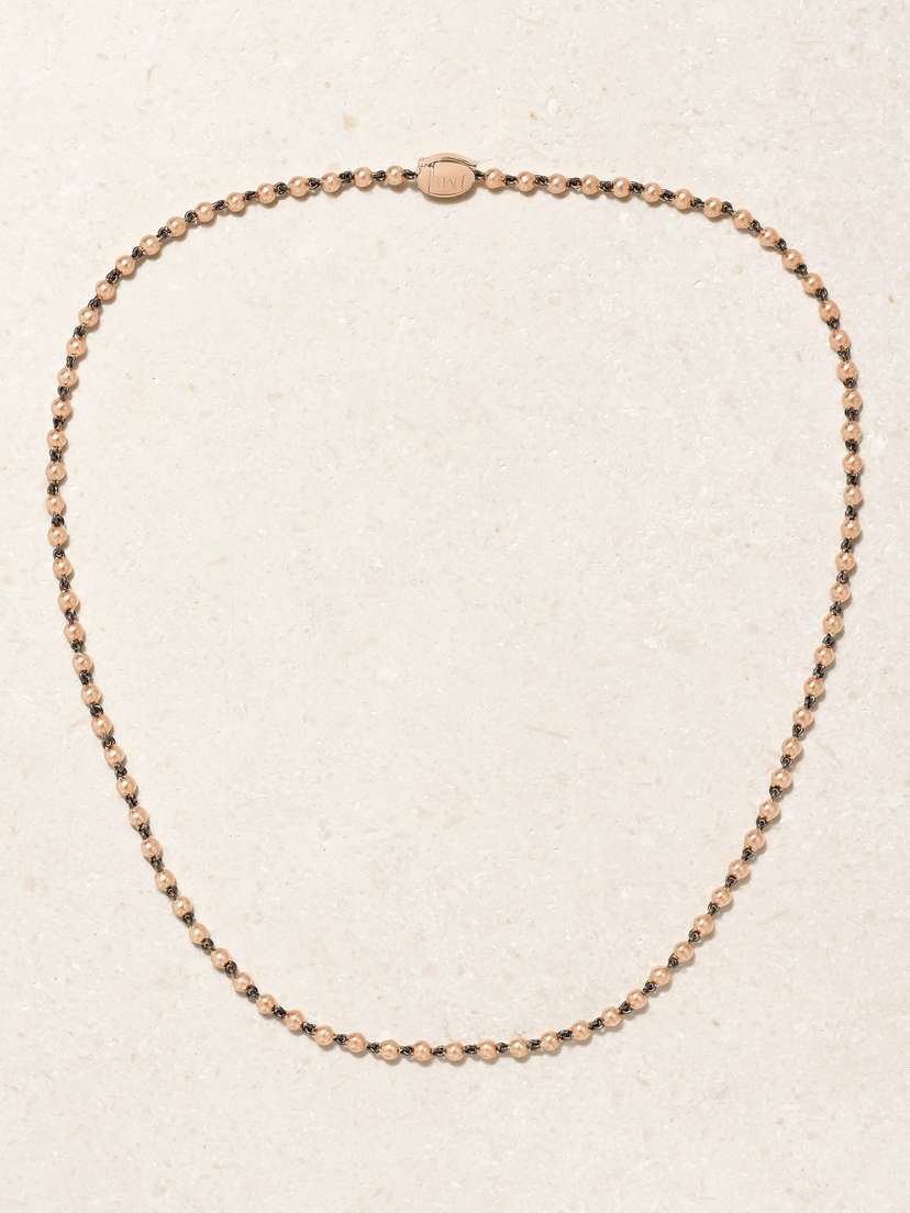 JESSICA MCCORMACK Micro Ball N Chain 16" 18-karat Gold And Blackened Platinum Necklace