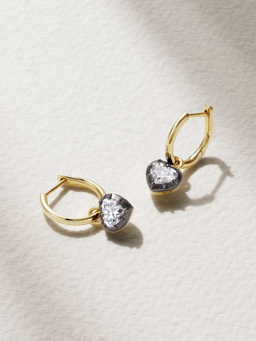 JESSICA MCCORMACK Gypset 18-karat Yellow And Blackened Gold Diamond Hoop Earrings