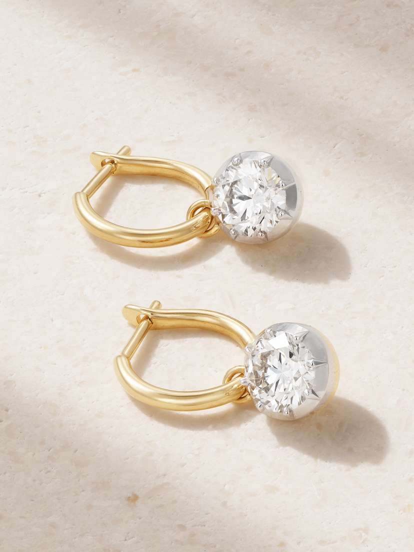 JESSICA MCCORMACK Gypset 18-karat Yellow And White Gold Diamond Hoop Earrings