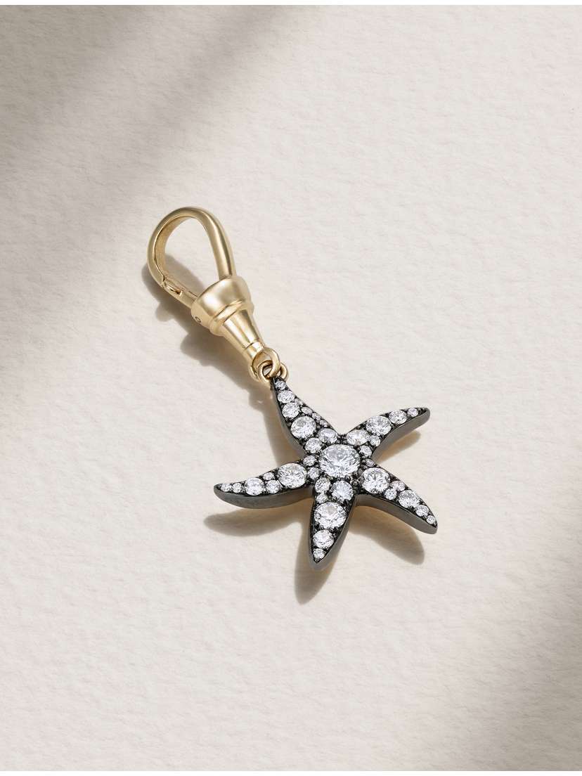 JESSICA MCCORMACK Hello Sailor Starfish 18-karat Yellow And Blackened White Gold Diamond Pendant