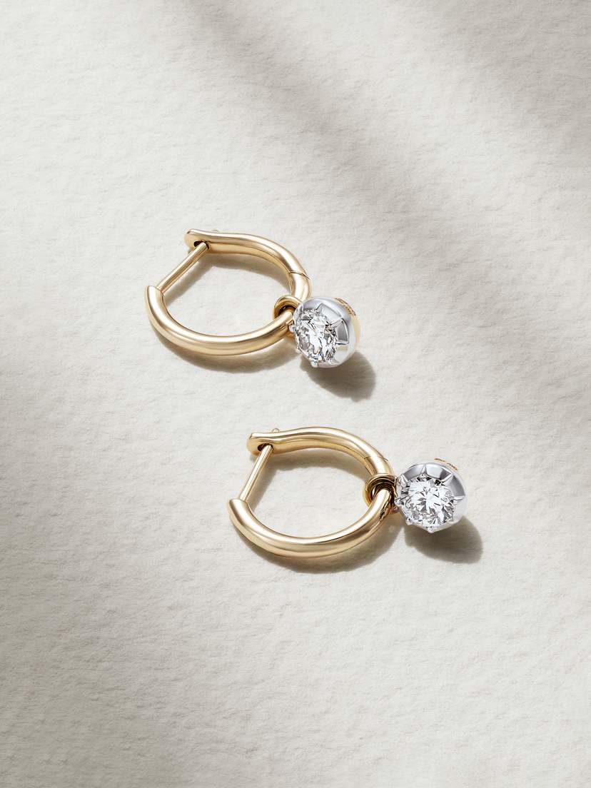 JESSICA MCCORMACK Gypset 18-karat Yellow And White Gold Diamond Hoop Earrings