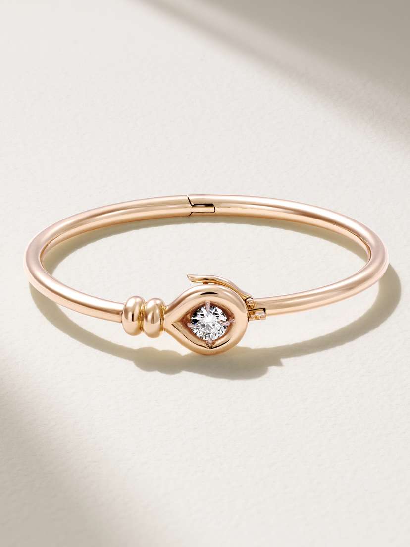 JESSICA MCCORMACK Forget Me Knot 18-karat Rose Gold Diamond Bangle