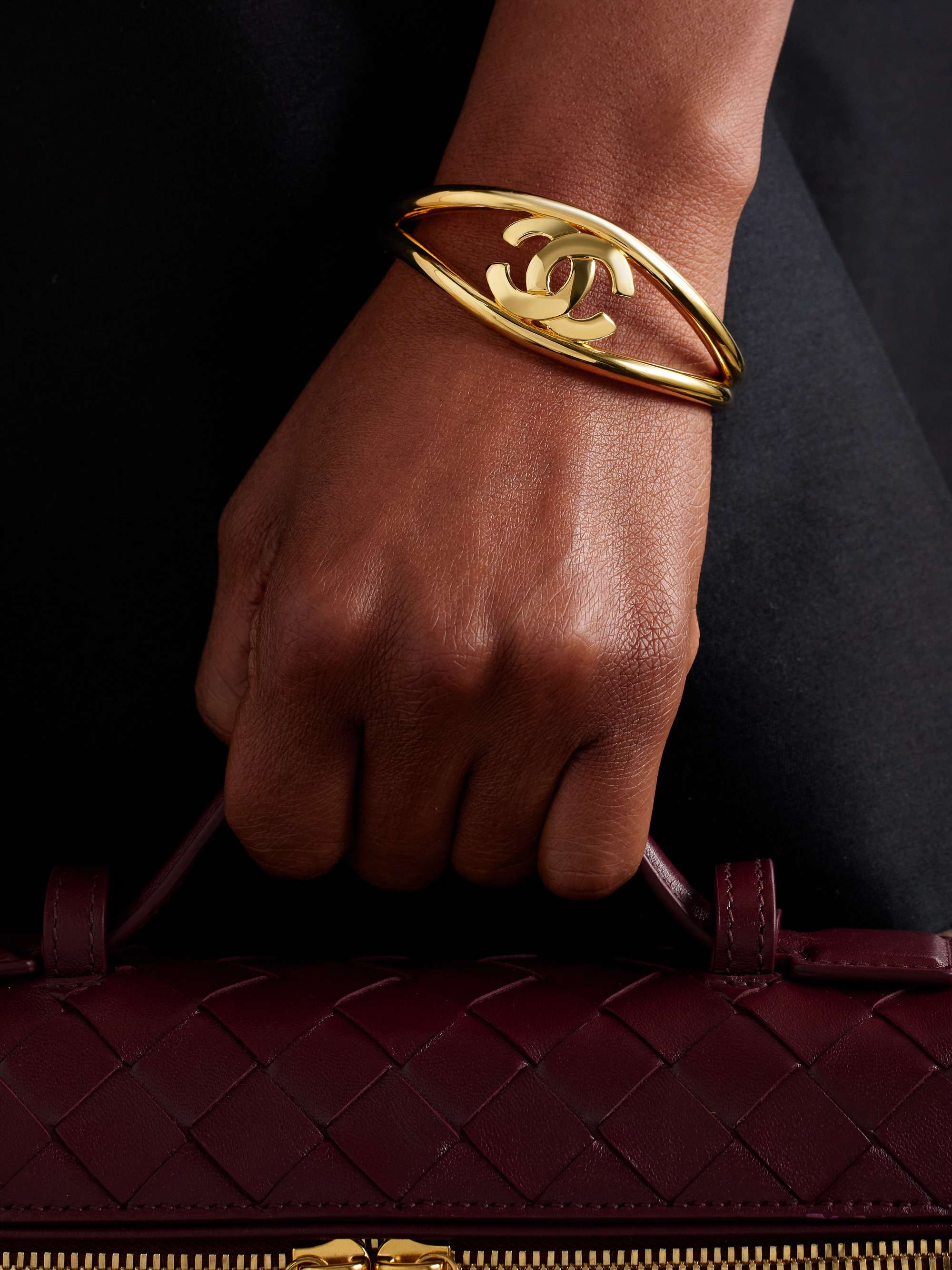 CHANEL Vintage Bangle Bracelet Chain Style Cuff CC Logo Coco Gold Plated  Metal | eBay