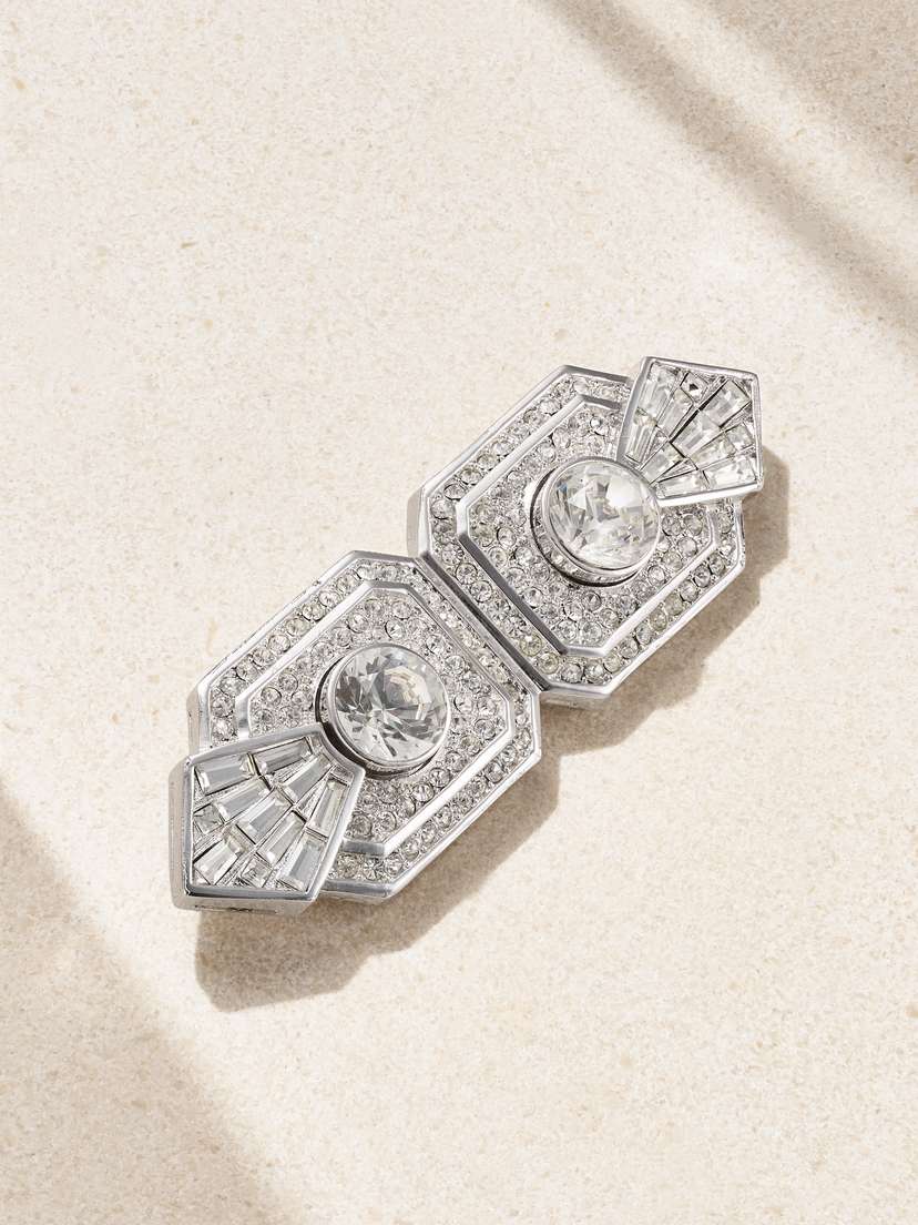 Susan Caplan Vintage Christian Dior Rhodium-plated Swarovski Crystal Brooch