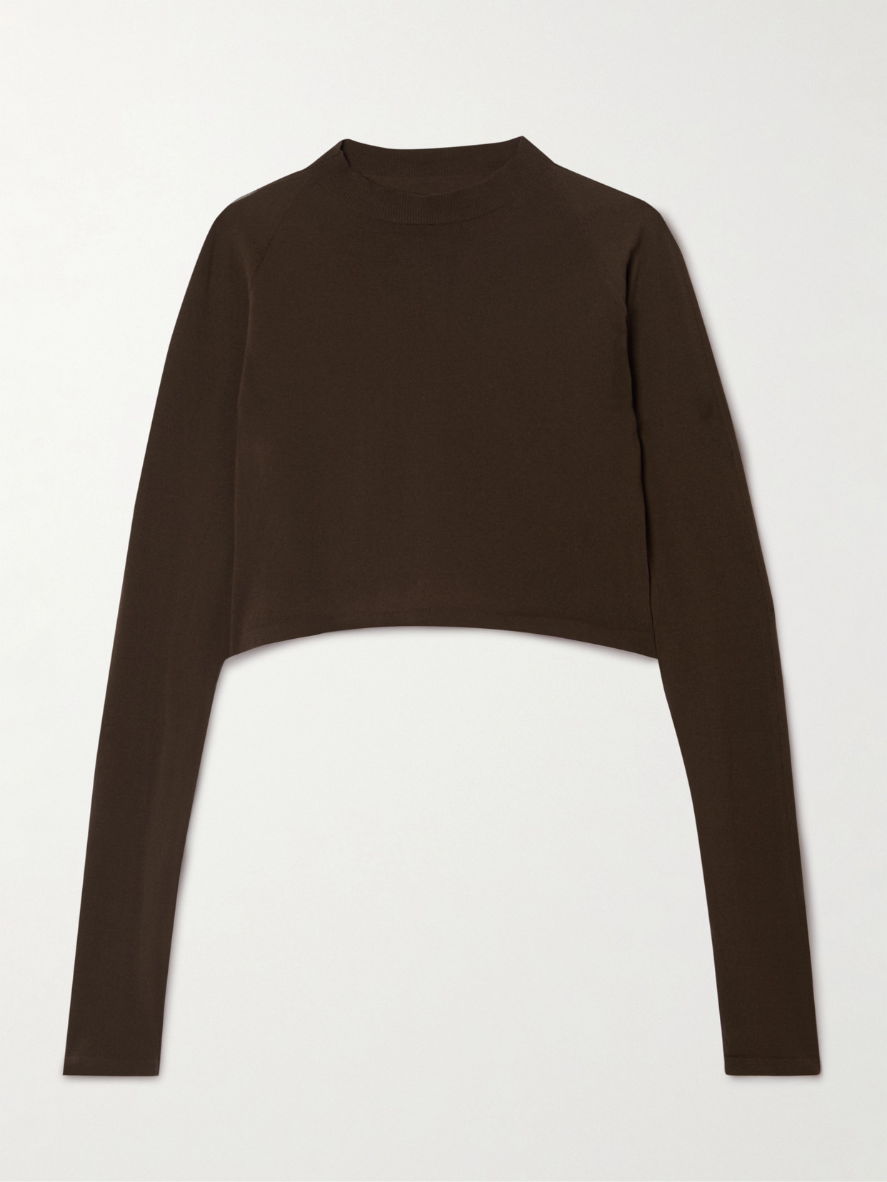Alaïa Paneled Cropped Jersey Top In Brown