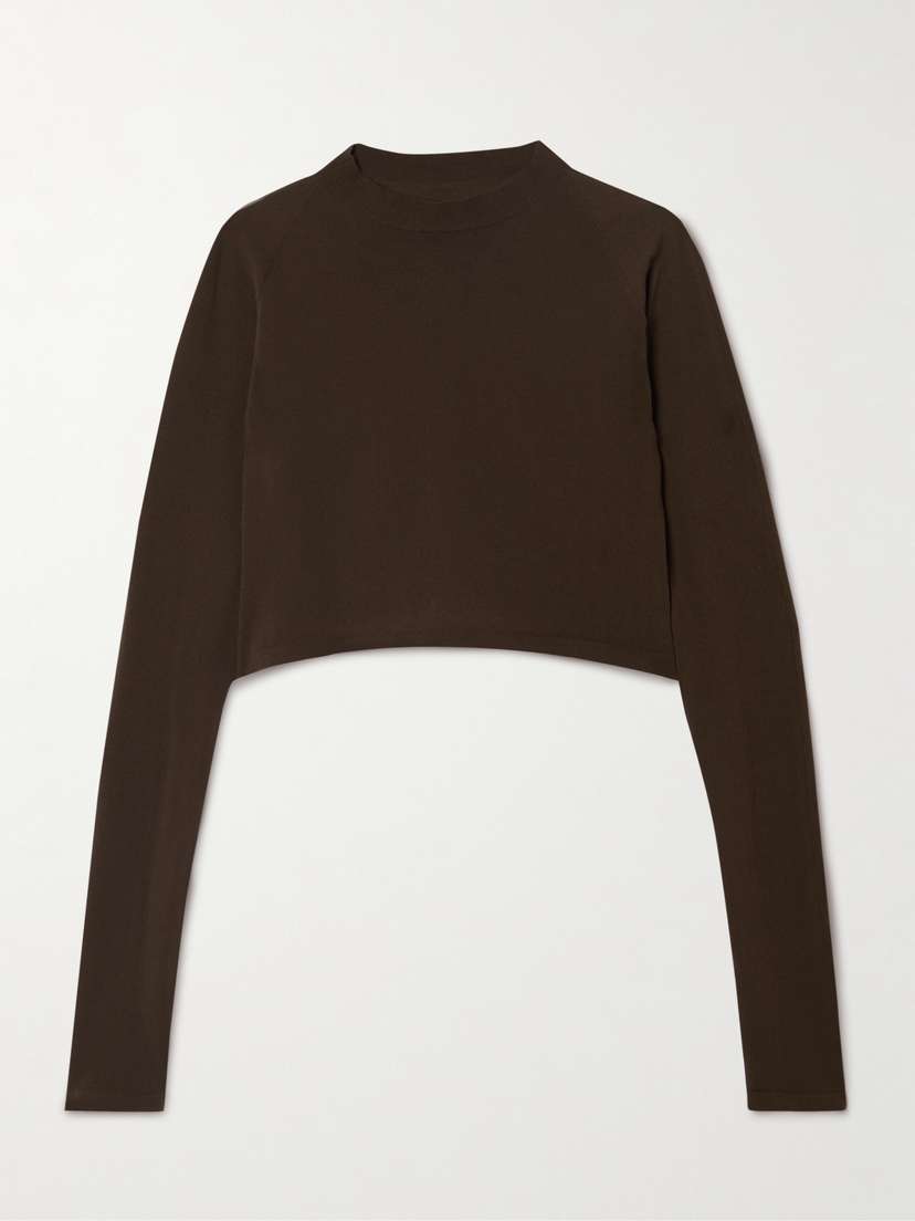 Alaïa Paneled Cropped Jersey Top