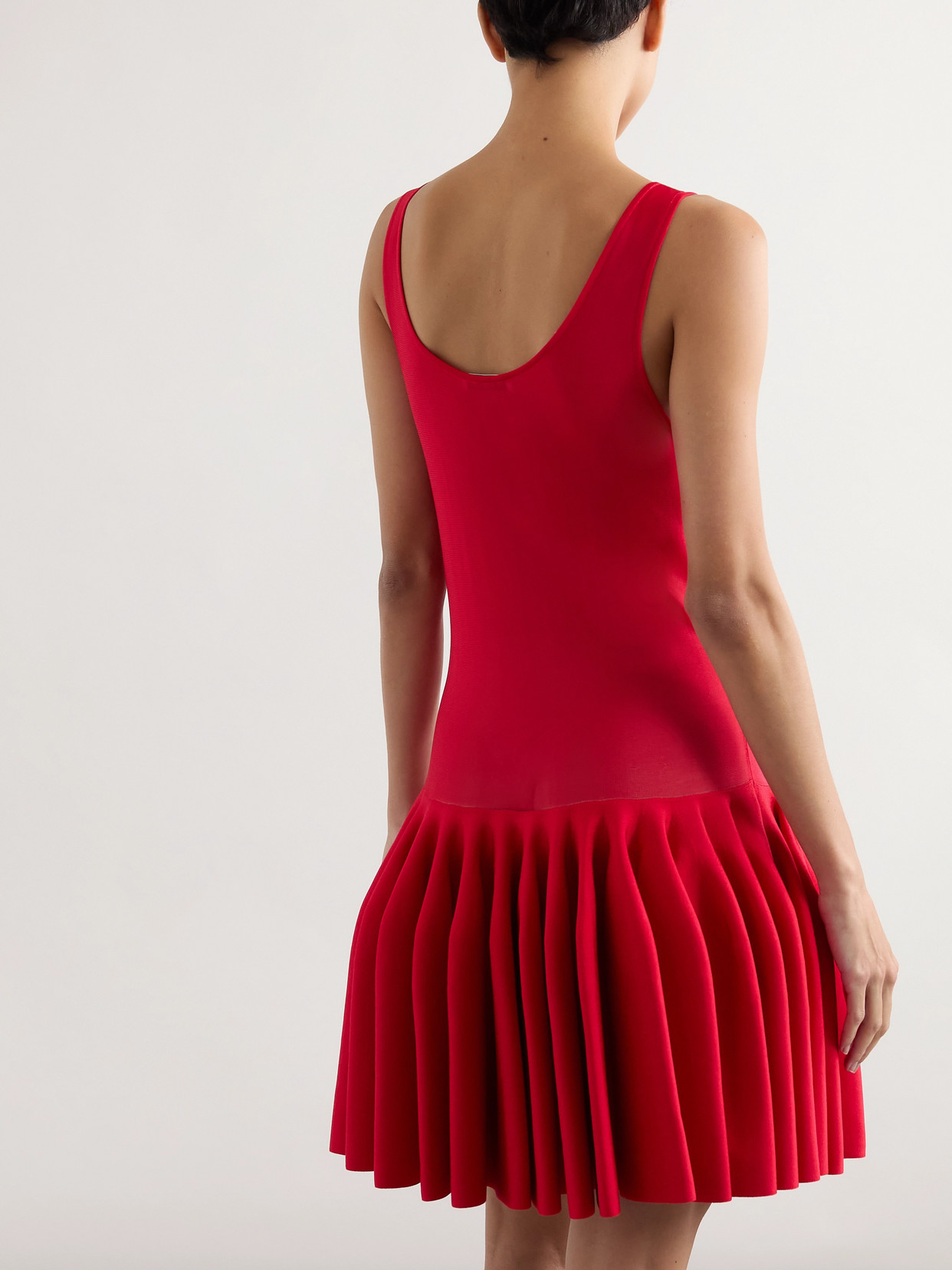 Alaïa Womens Rouge Godet Ruffled Knitted Mini Dress In Red