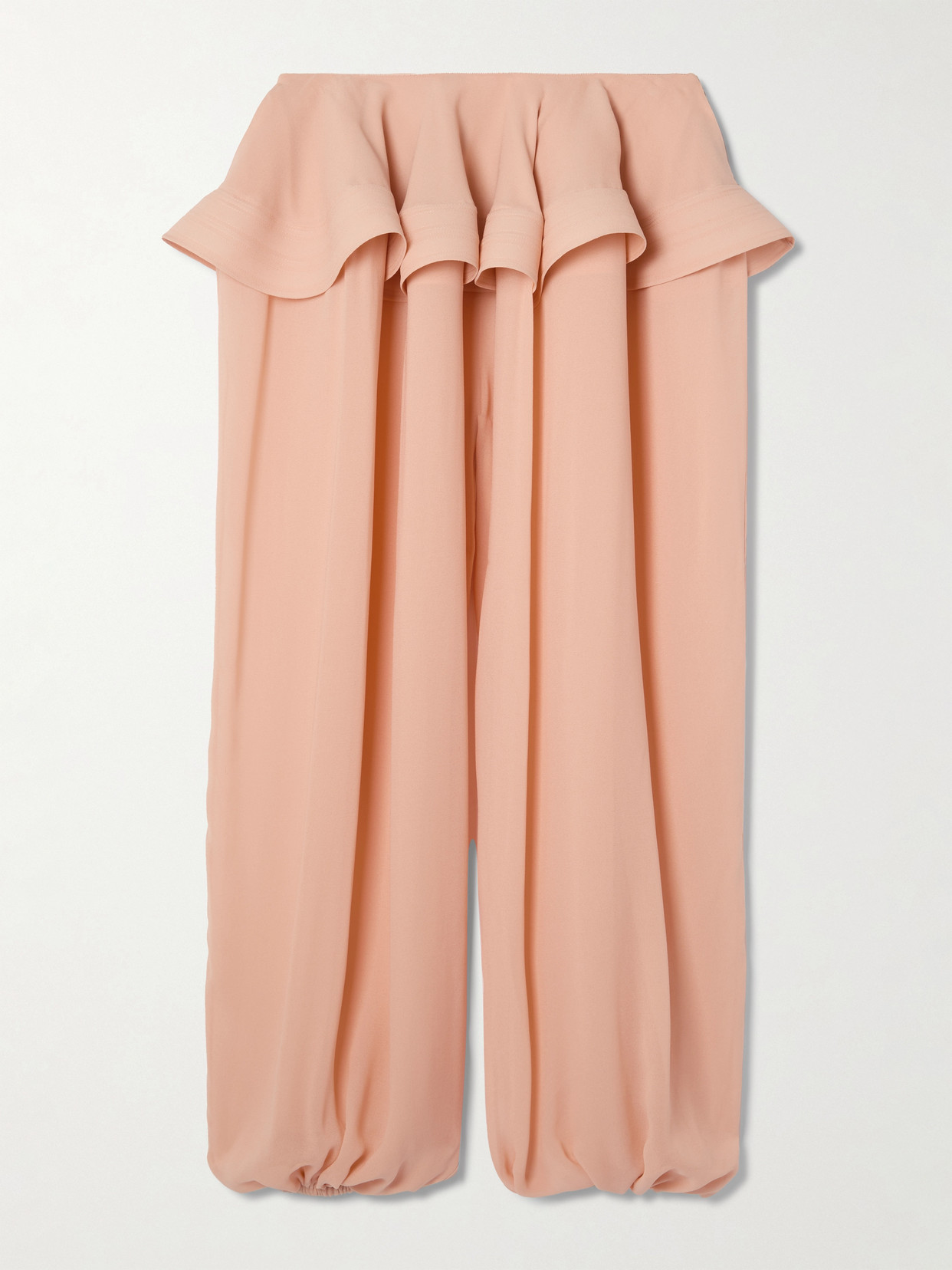 Alaïa Georgette Tapered Peplum Pants In Orange