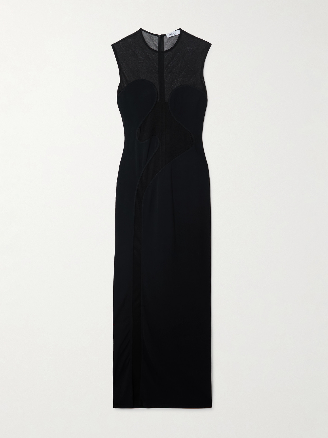 Alaïa Silk-trimmed Stretch-knit Maxi Dress In Black