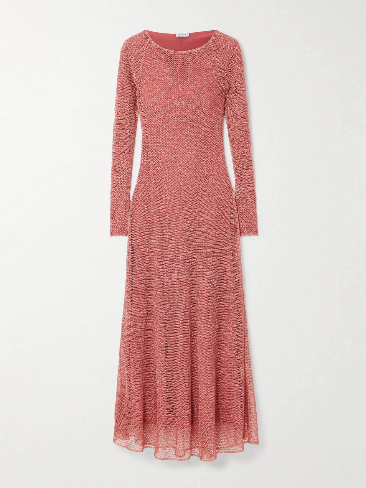 Alaïa Womens Chain Long-sleeves Woven Maxi Dress Corail In Pink