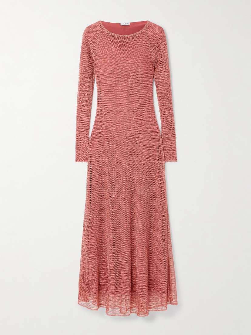 Alaïa Metallic Open-knit Midi Dress