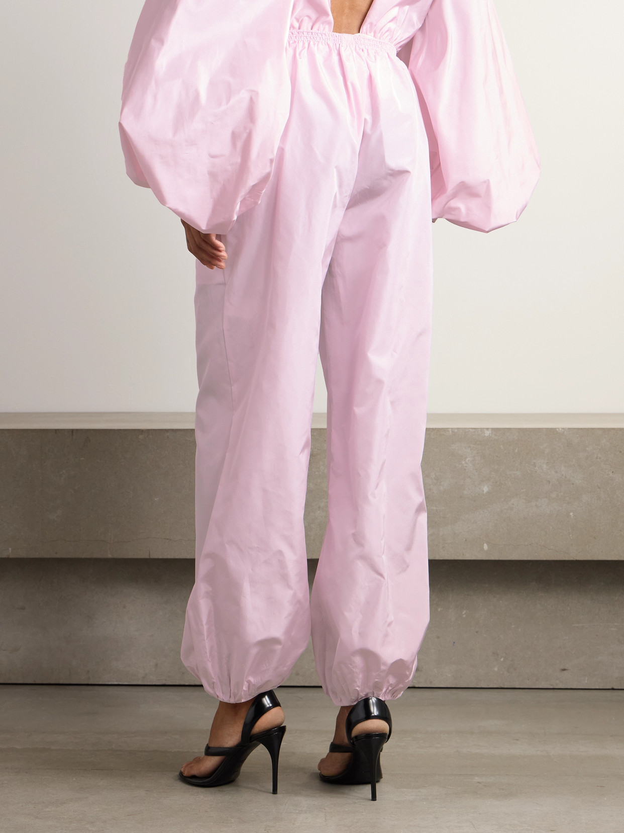 ALAÏA SILK-TAFFETA TAPERED TRACK PANTS