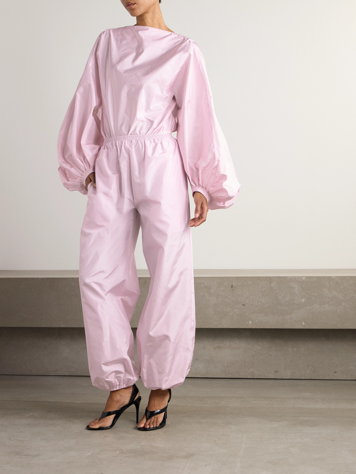 ALAÏA SILK-TAFFETA TAPERED TRACK PANTS