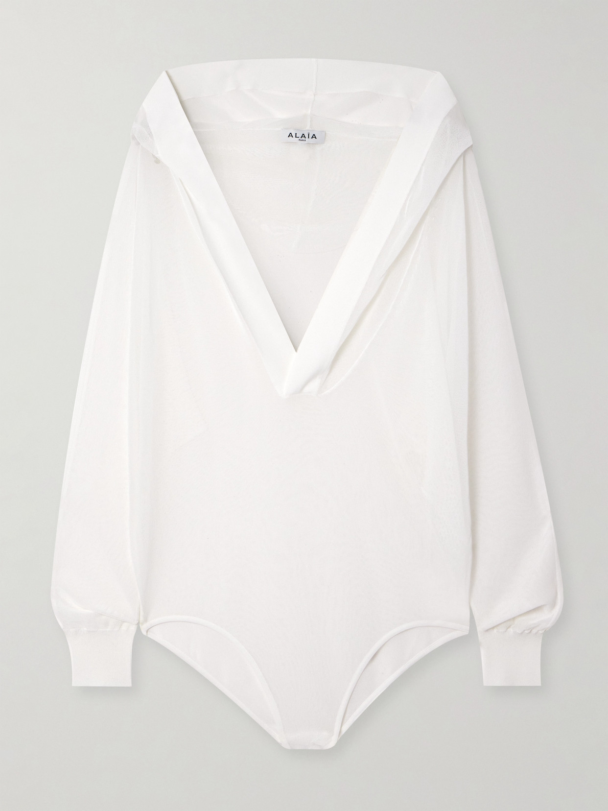 Alaïa Hooded Jersey Bodysuit In White