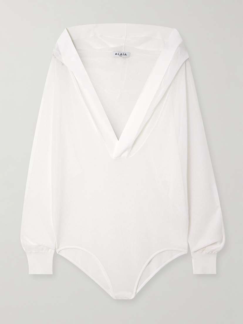 Alaïa Hooded Jersey Bodysuit