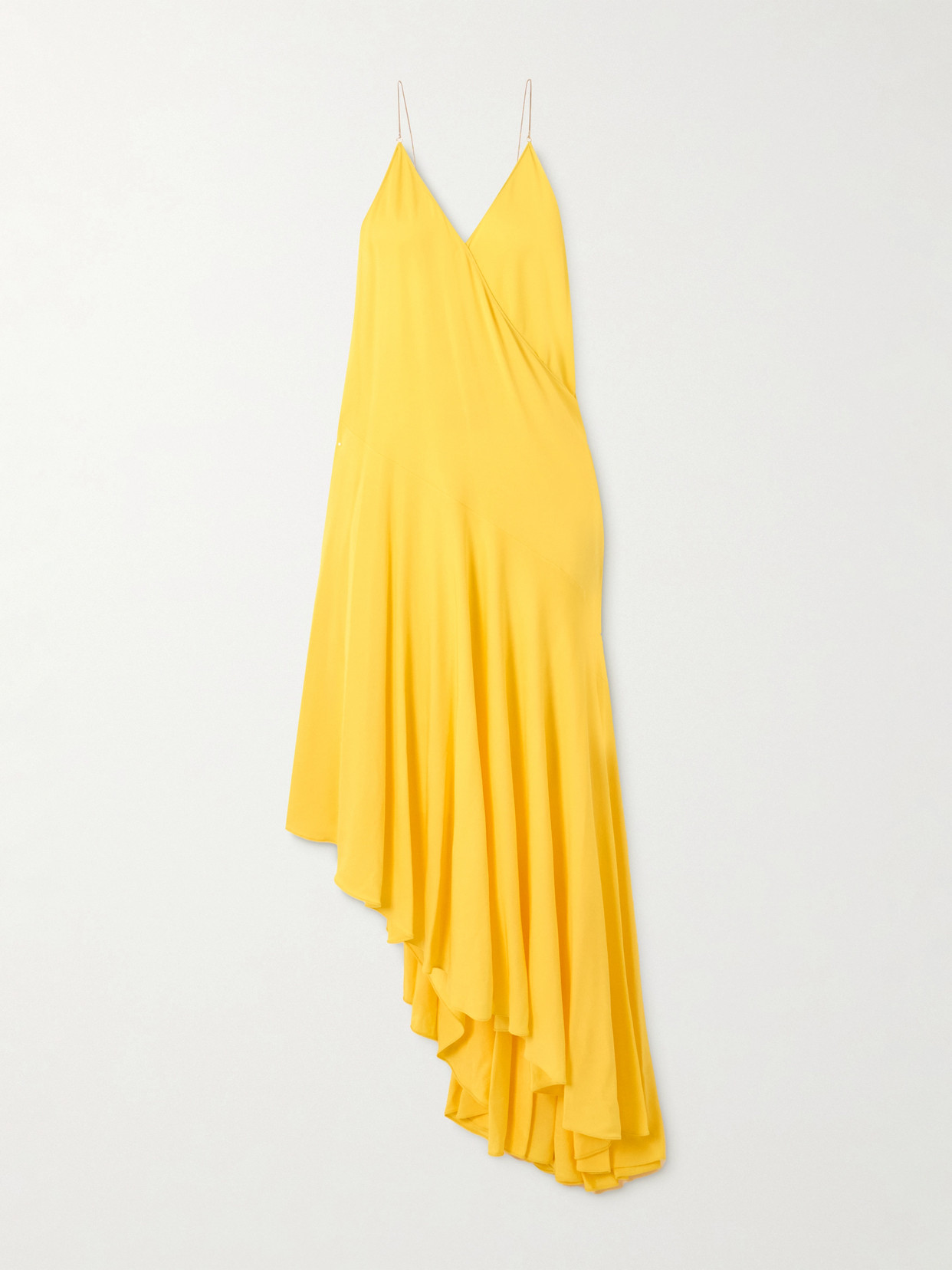 Shop Alaïa Asymmetric Jersey Midi Dress In Yellow
