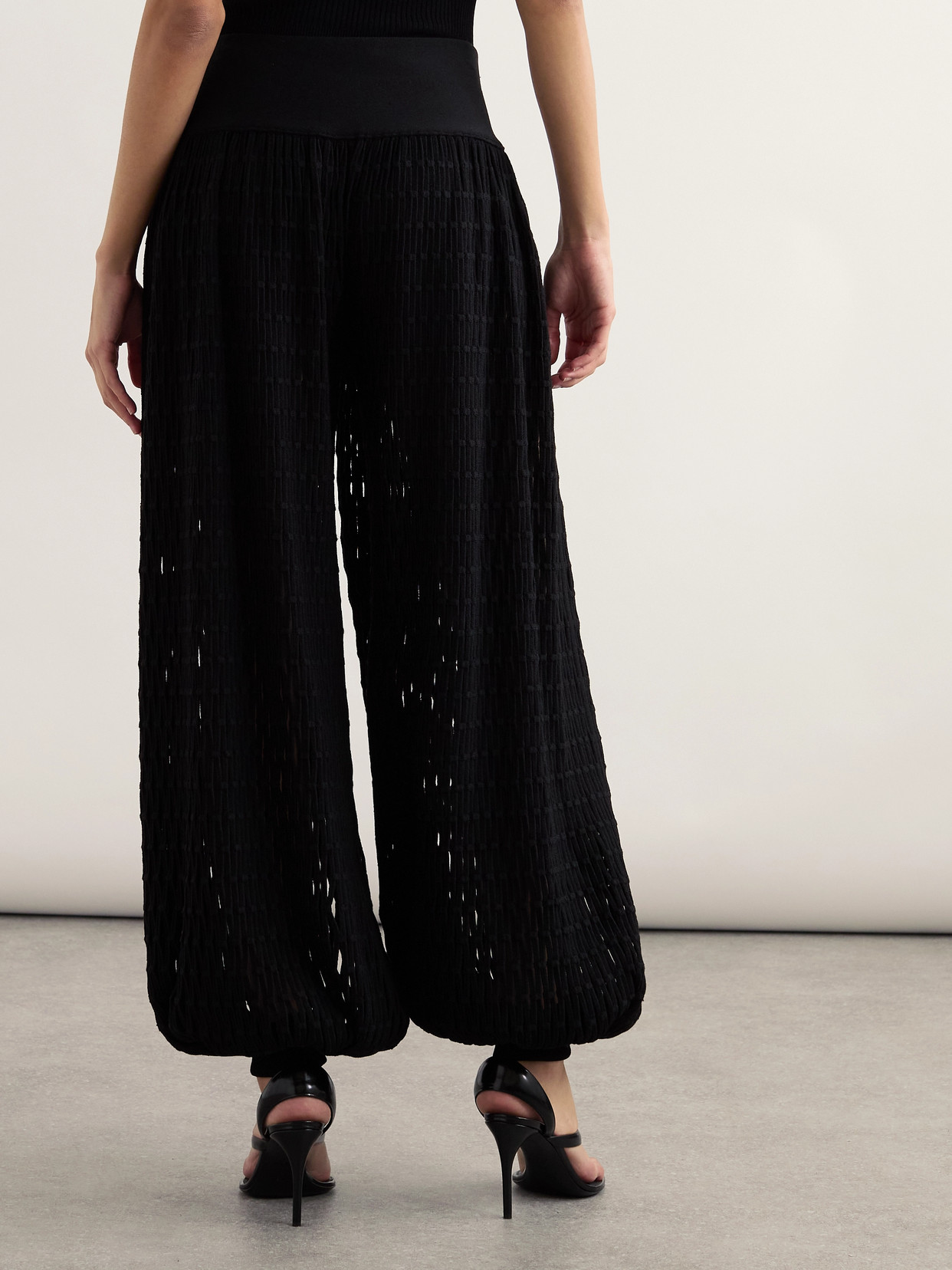 Alaïa Open-knit Tapered Pants In Black