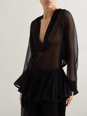 Alaïa Hooded jersey bodysuit