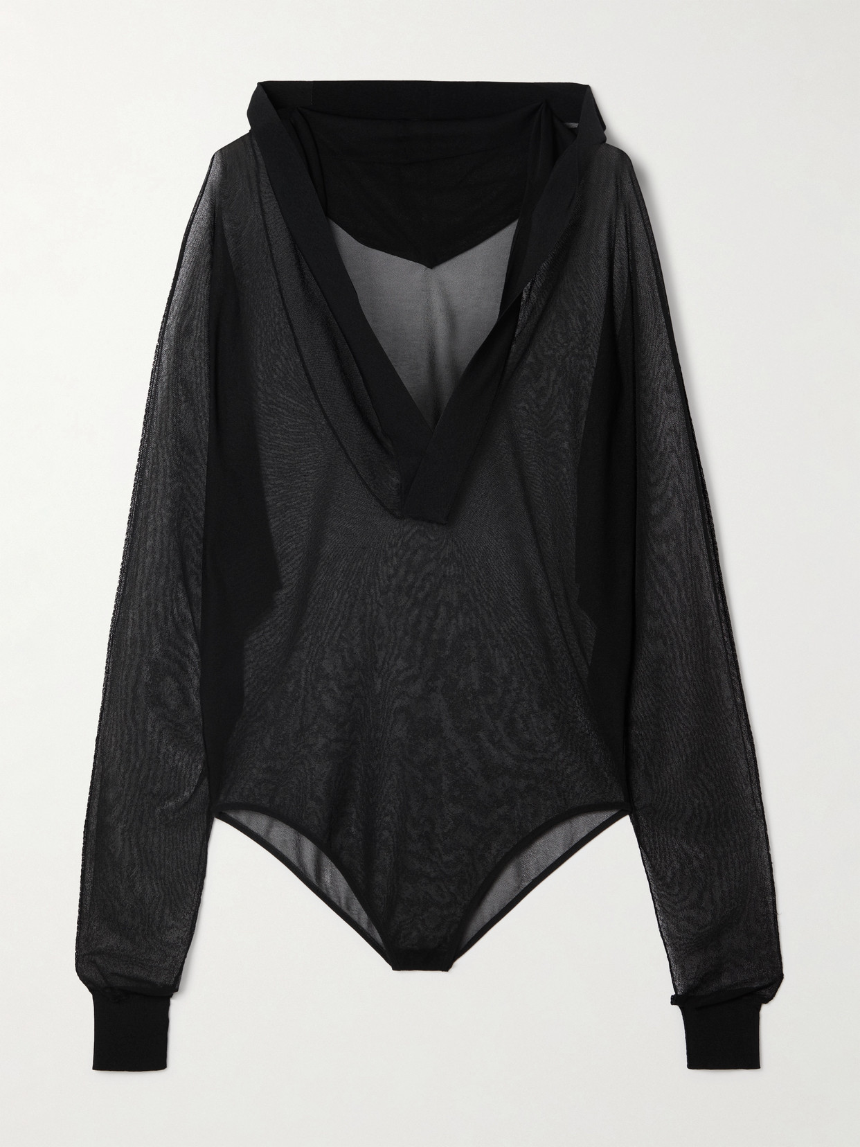 Alaïa Hooded Jersey Bodysuit In Black