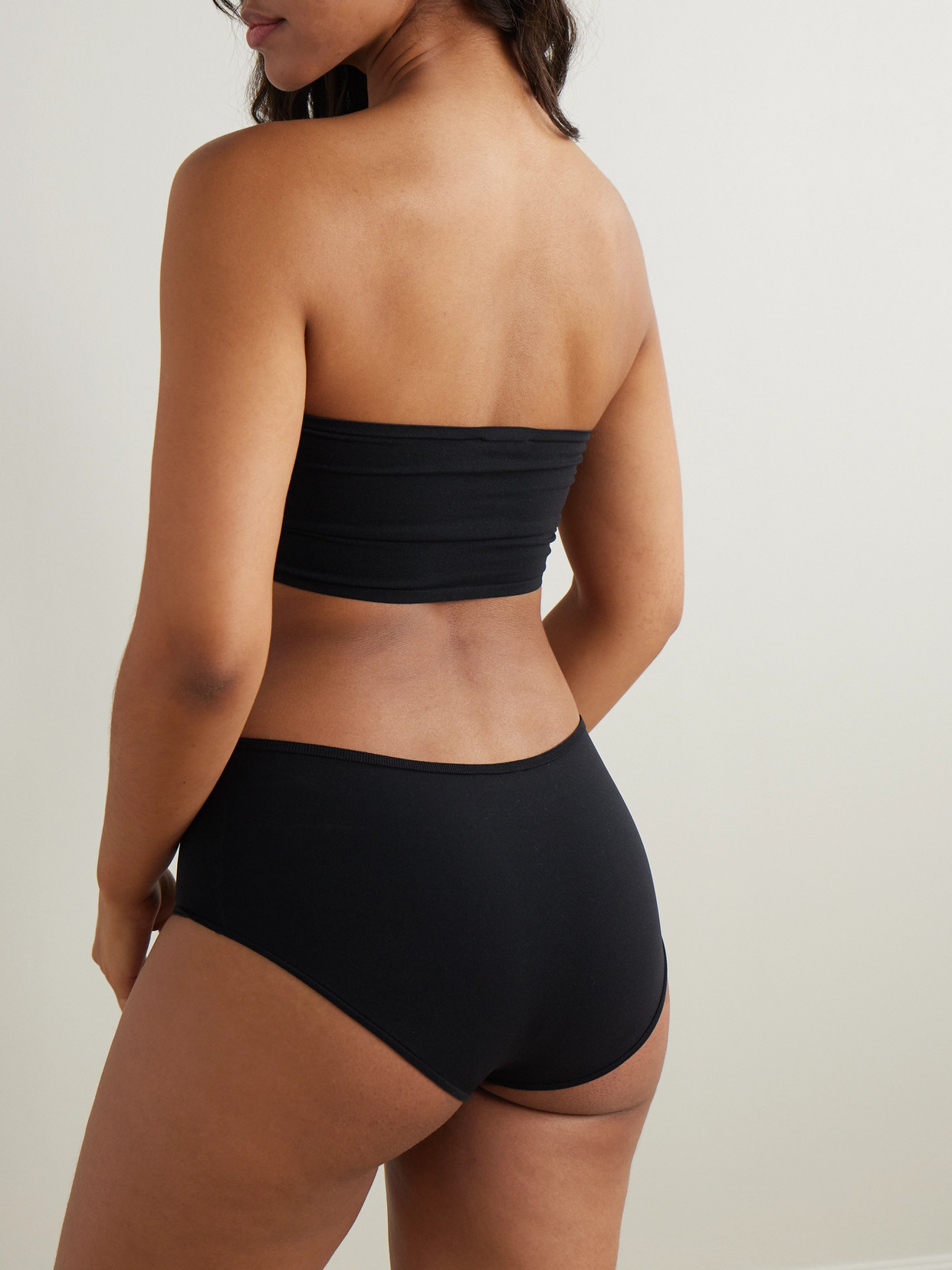 Shop Alaïa Stretch-jersey Bandeau Bra And Briefs Set In Black