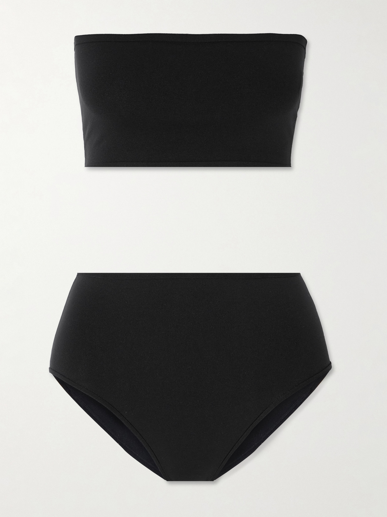 Shop Alaïa Stretch-jersey Bandeau Bra And Briefs Set In Black