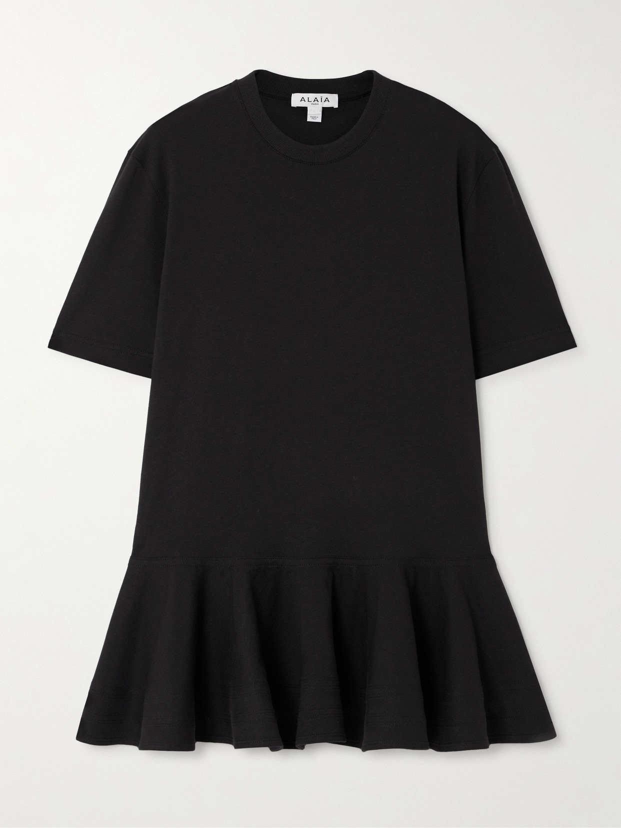 Alaïa Oversized Poplin-trimmed Cotton-jersey Peplum T-shirt In Black