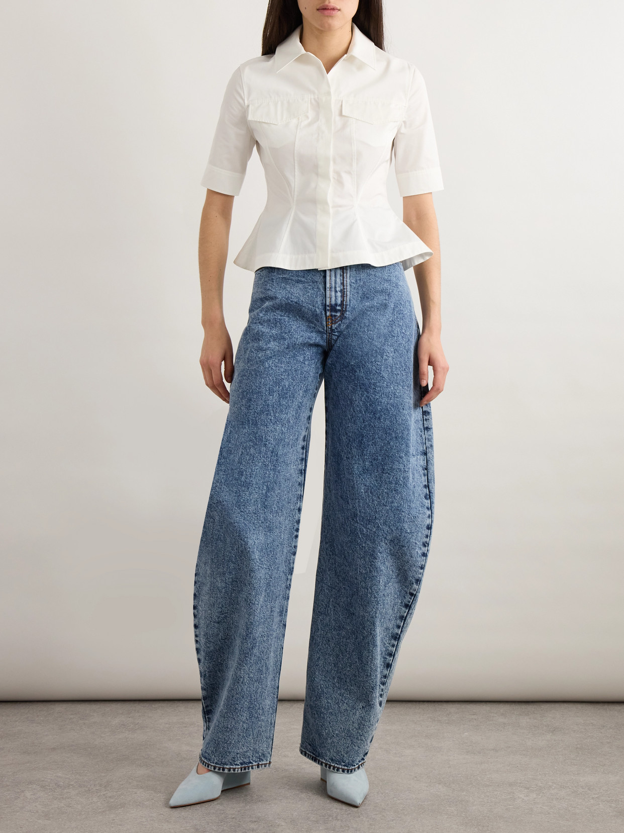 Alaïa Alaia Women Rounded Jeans In Snow Denim In Blue