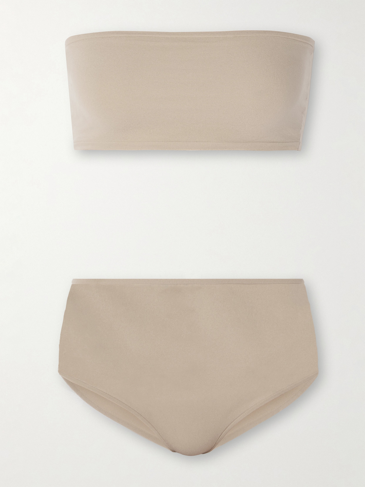 Alaïa Stretch-jersey Bandeau Bra And Briefs Set In Brown