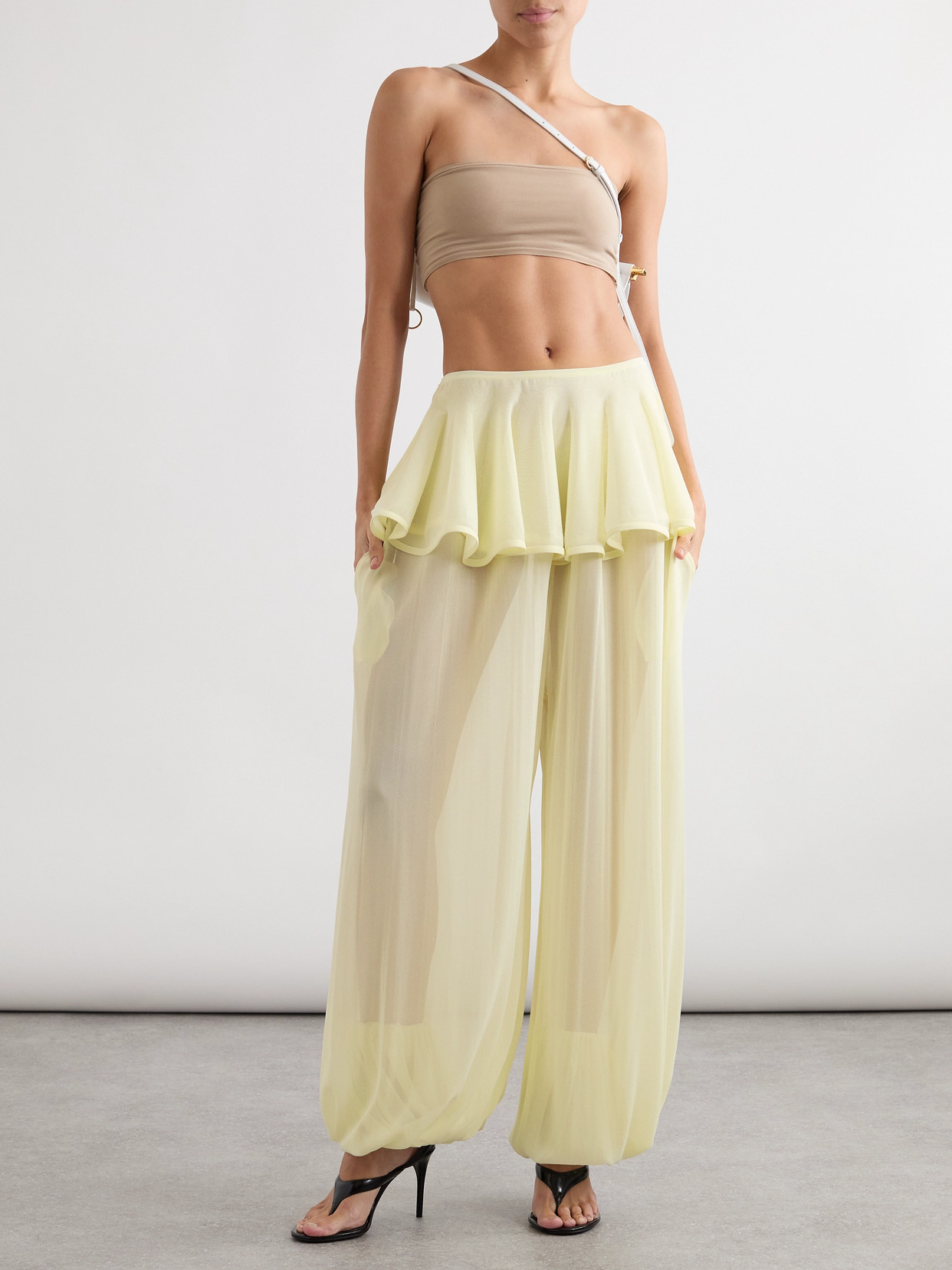 Alaïa Stretch-jersey Bandeau Bra And Briefs Set In Brown