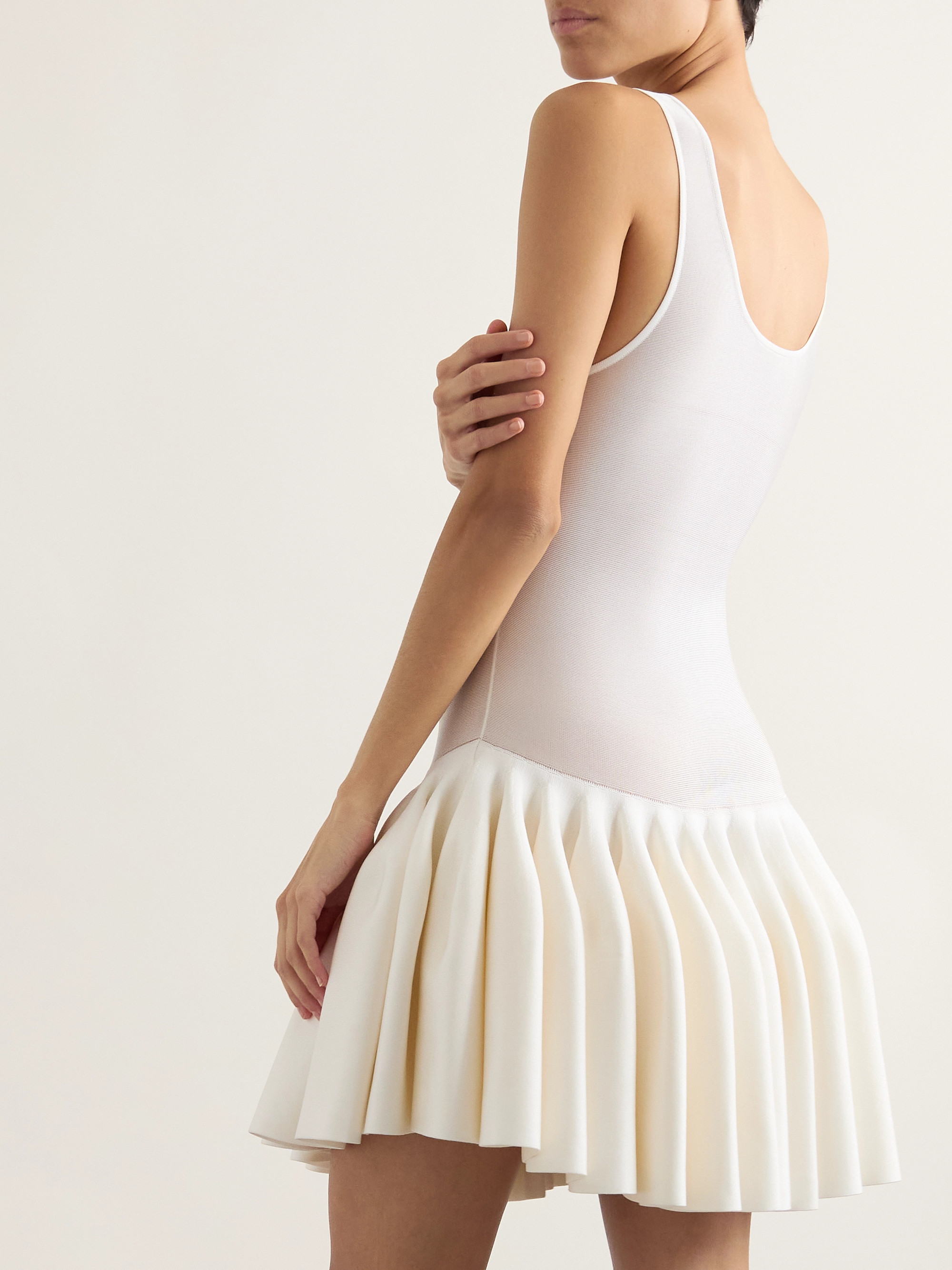 Alaïa Pleated jersey and stretch-knit mini dress