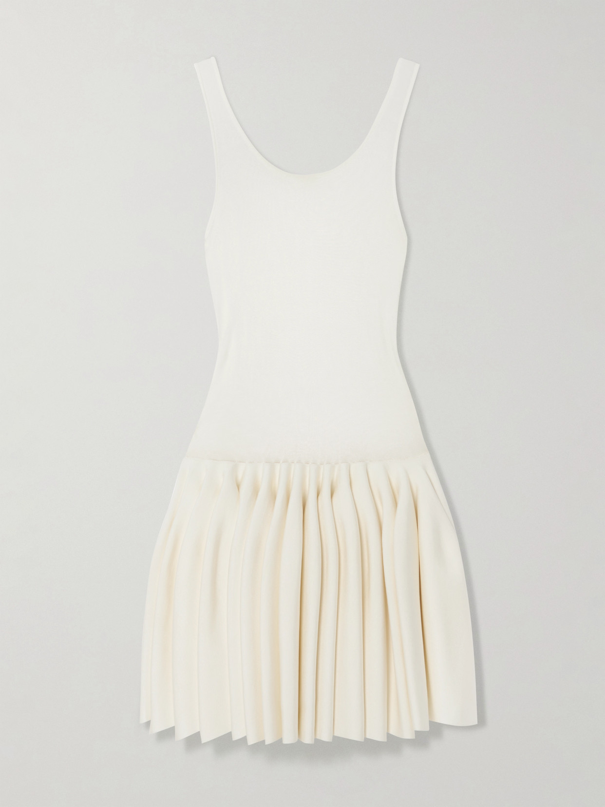 Alaïa - Pleated Jersey And Stretch-knit Mini Dress - Ivory