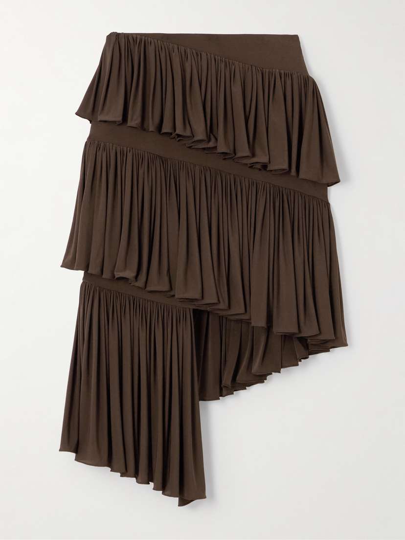Alaïa Tiered Asymmetric Jersey Mini Skirt