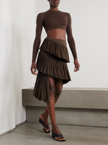 Alaïa Tiered asymmetric jersey mini skirt