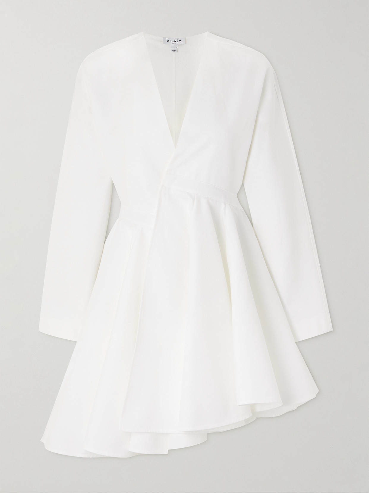Alaïa Asymmetric Cotton-poplin Mini Dress In White