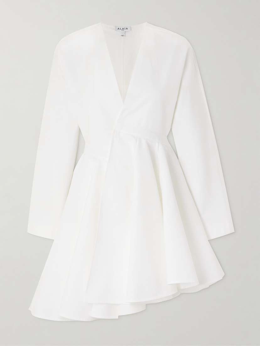 Alaïa Asymmetric Cotton-poplin Mini Dress