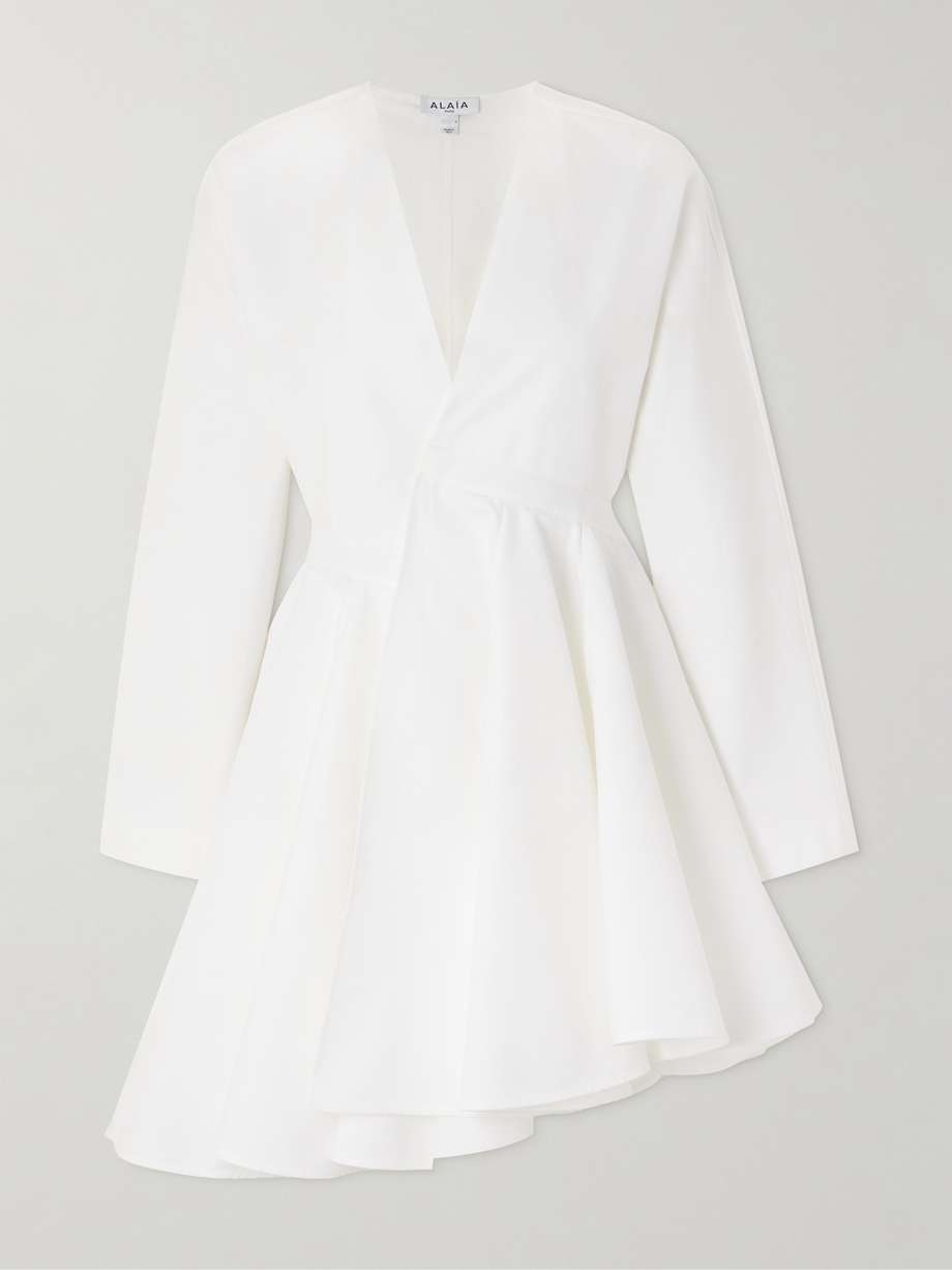 asymmetric cotton-poplin mini dress