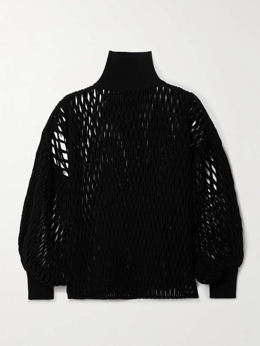 Alaïa Oversized Open-knit Turtleneck Sweater