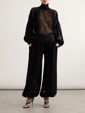 Alaïa Oversized open-knit turtleneck sweater
