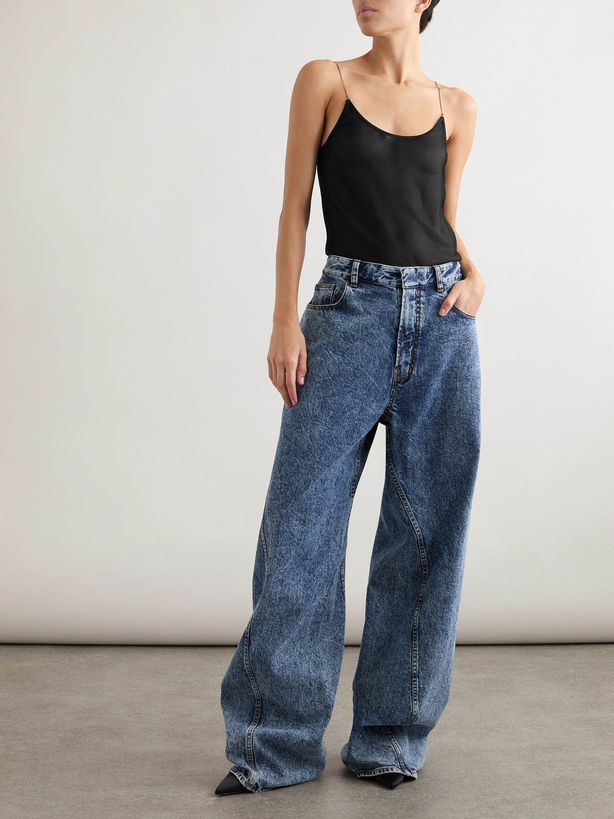 Shop Alaïa Embellished Knitted Camisole In Black