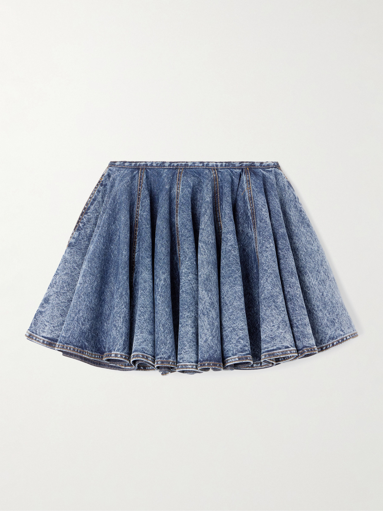 Alaïa - Pleated Denim Mini Skirt - Blue