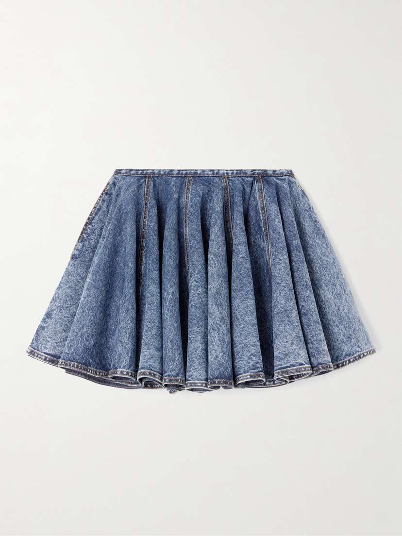 Alaïa Pleated Denim Mini Skirt