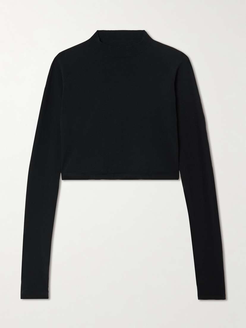 Alaïa Paneled Cropped Jersey Top