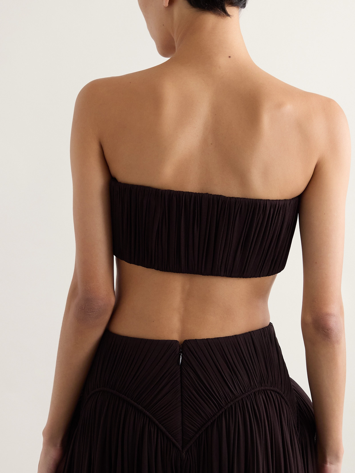 ALAÏA PLEATED CREPE BANDEAU BRA